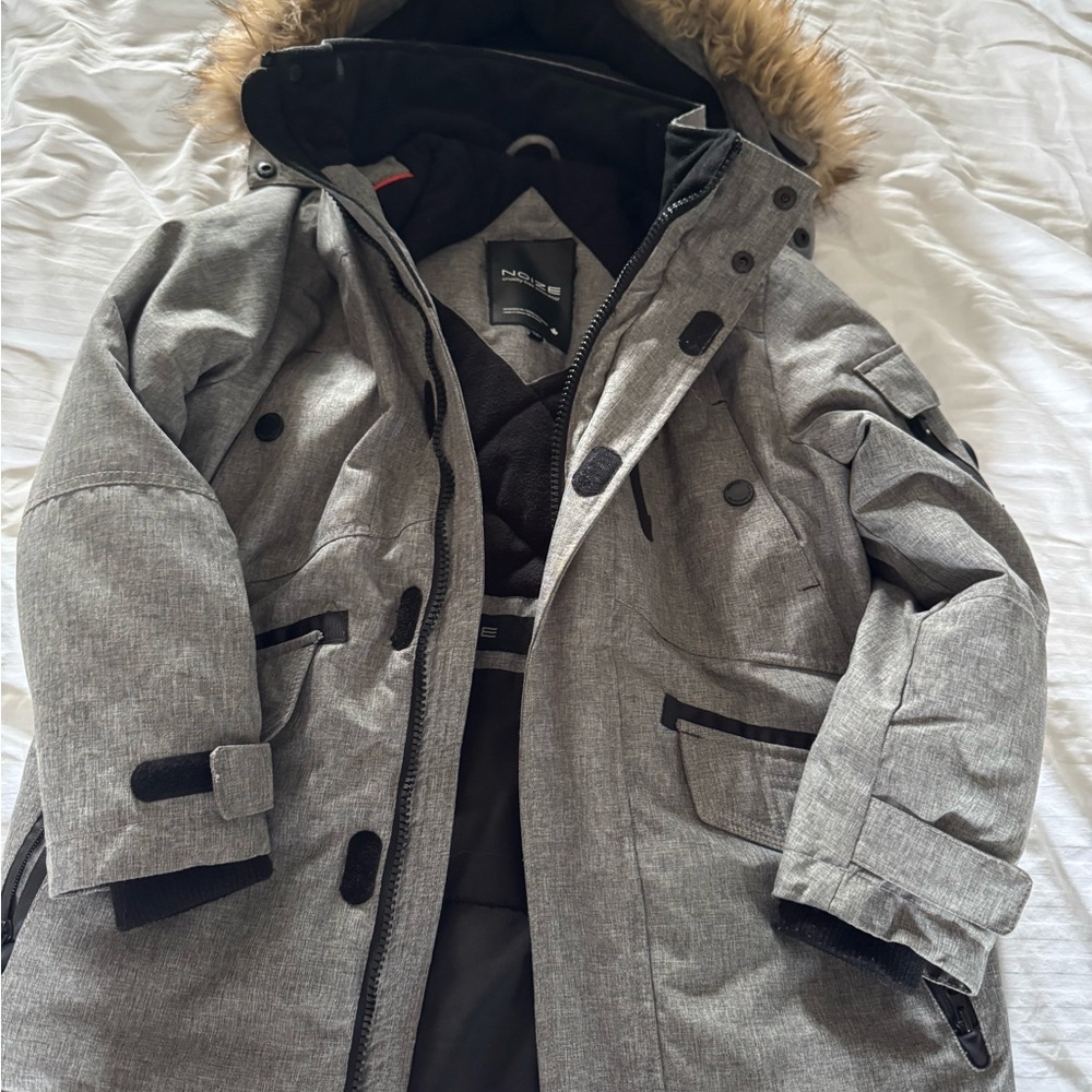 Noize boy’s Gray Puffer Jacket with Faux Fur Hood